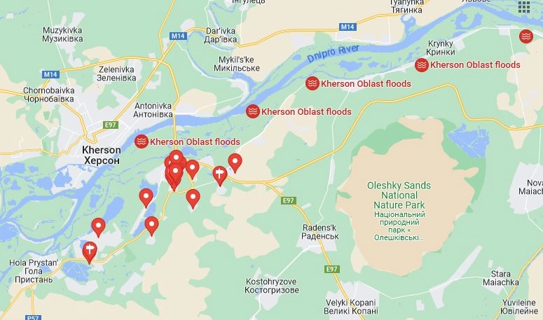 Interactive map of the disaster zone put together by volunteers