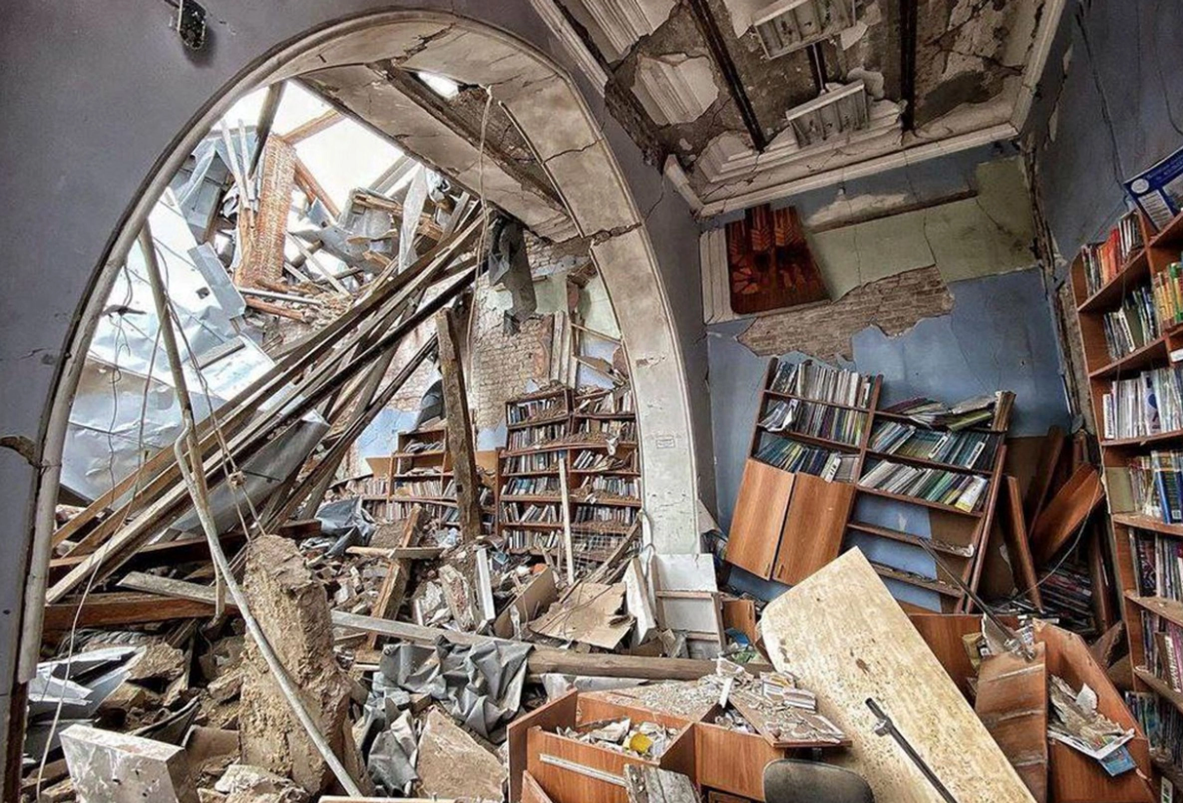 Ruined bookshelves