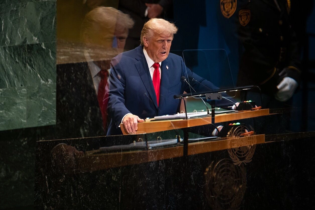 Donald Trump criticizing Europe during his speech at the UN in September 2025.