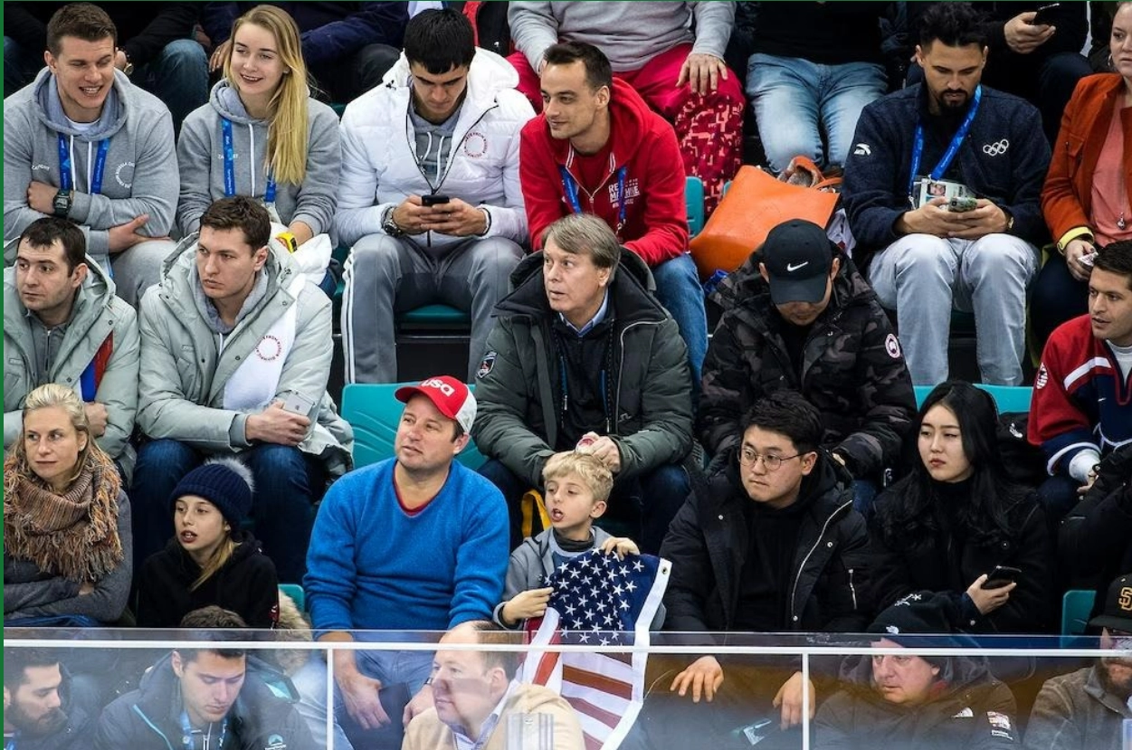 Fedorov and Kovalev at the PyeongChang stadium, 2018
