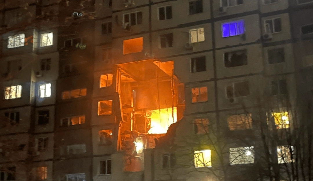 The aftermath of a Geran strike on an apartment building in Dnipro, Ukraine, on Nov. 8, 2025