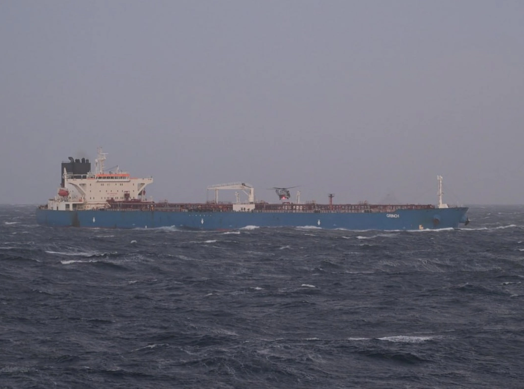 The tanker Grinch was intercepted by the French Navy in the Mediterranean Sea on Jan. 22. Photo: French Joint Staff (@FrenchForces / X)